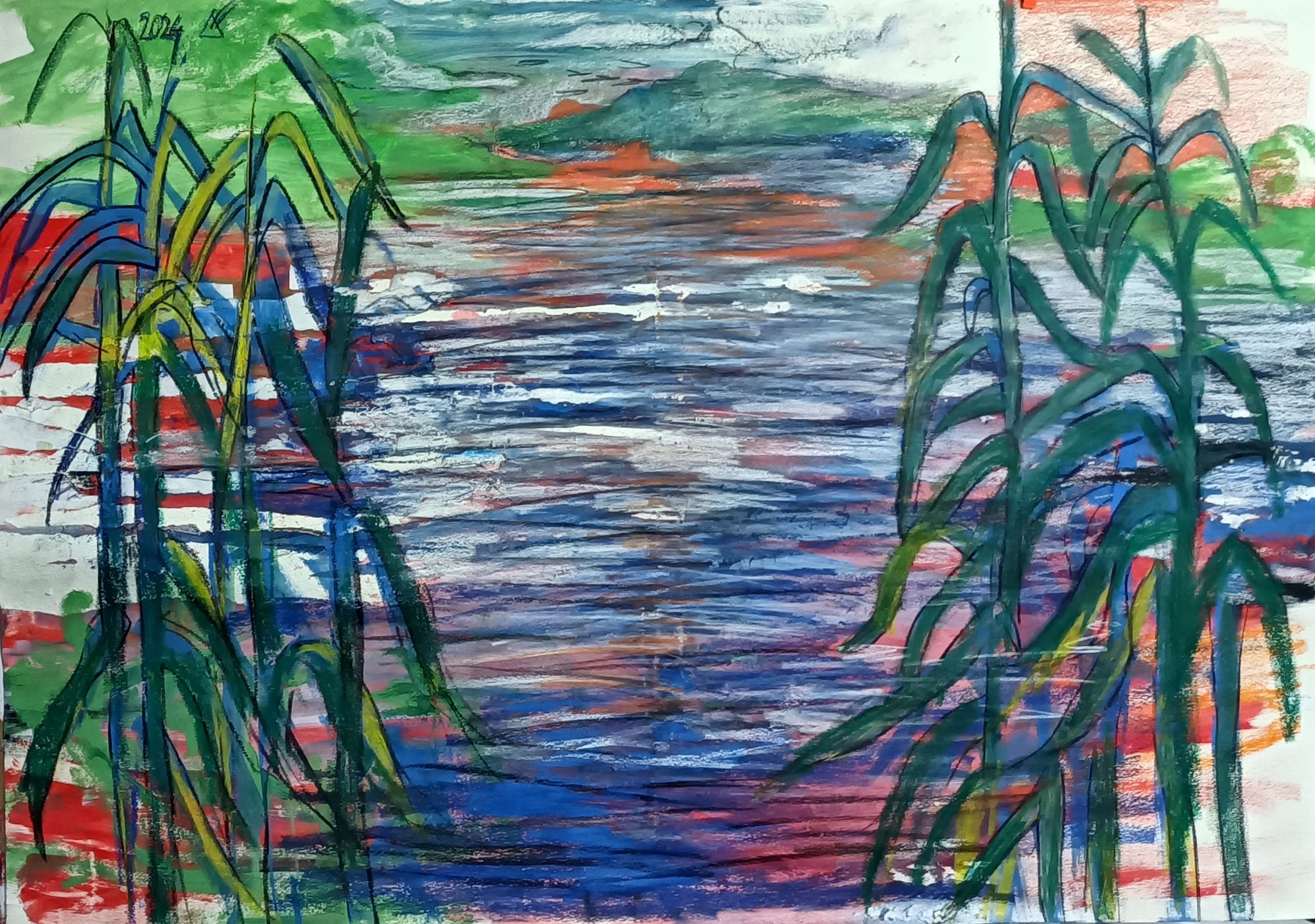 la canna palustre (tecnica mista) 100 x 70 cm; 2024; 200€