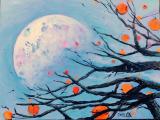 la luna e il frutto di cachi (Acrilico su tela) 45 x 60 cm; 2025; 350€
